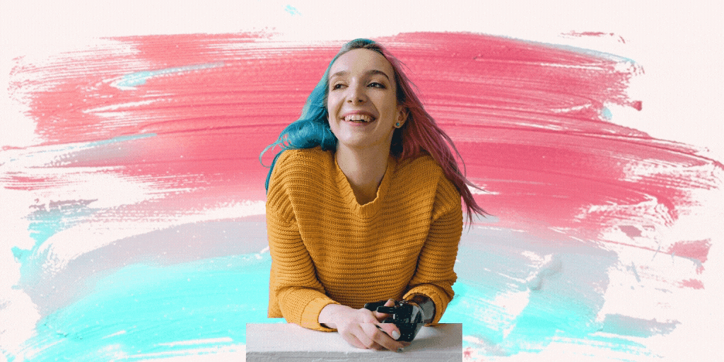 Image of a smiling woman with pink and blue hair. She has a prosethetic arm.

Behind her, the words #disabledinstem is repeated 6 times. The background is blue and pink and is an abstract paint pattern.